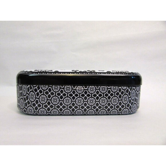 Brighton Tin Metal Sunglasses Case Only Black and White Floral Design - Picture 6 of 7